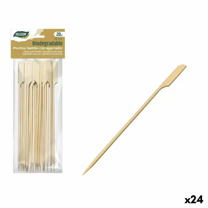 Set de Pinchos para Barbacoa Algon Bambú 20 Piezas 18 cm (24 Unidades) - 1