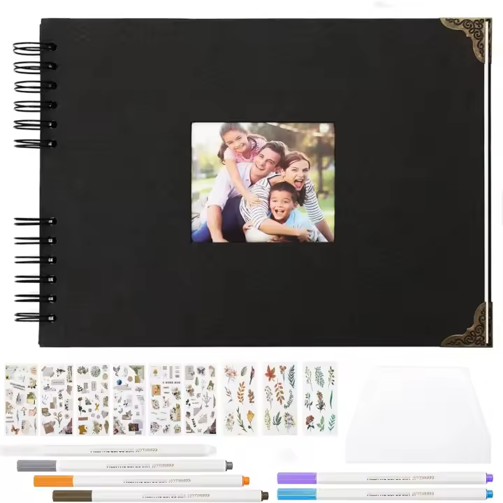 Álbum Scrapbook de Fotos para Pegar y Escribir, Libro Firmas Boda De 40 Páginas Álbunes Para Fotos Bricolaje con Bolígrafo Brillante y Pegatinas, Regalo Para Bebés, Parejas, Amigos - 1