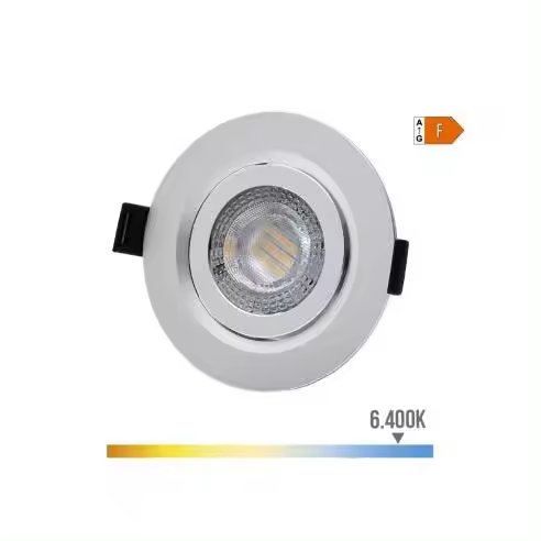EDM Downlight LED Empotrar 9W 806lm RA80 6400K Redondo Cromo Ø9cm - EDM - 31648 Downlights empotrables Iluminación Interior Downlights - 1