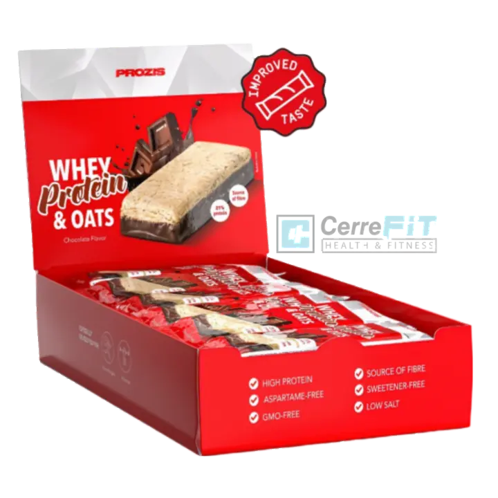 12 x WHEY PROTEIN & OATS (12X80G) CHOCOLATE - Prozis  Barritas de proteína y avena  Deliciosas  Nutritivas - 1