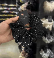 Accesorios De Pelo Coreanos Con Polka Dots Negro Y Blanco Granadilla Banda Elástica De Satén Para Coletas Estilo Adulto - details 6