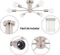 Lámpara De Techo Estilo Nórdico De Hierro Con 6 Luces Para Decoración De Piso Bajo Sala De Comedor Y Sala De Estar Compatible Con Voltaje AC85-260v E27/E26 - details 10
