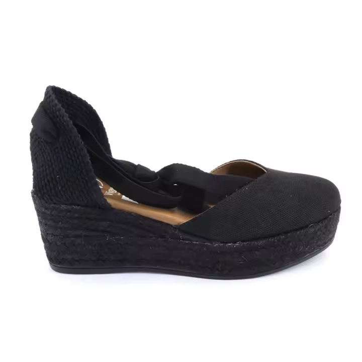 VIGUERA 2073 Alpargatas de cuña cañamo esparto yute de mujer negro 525 - 1