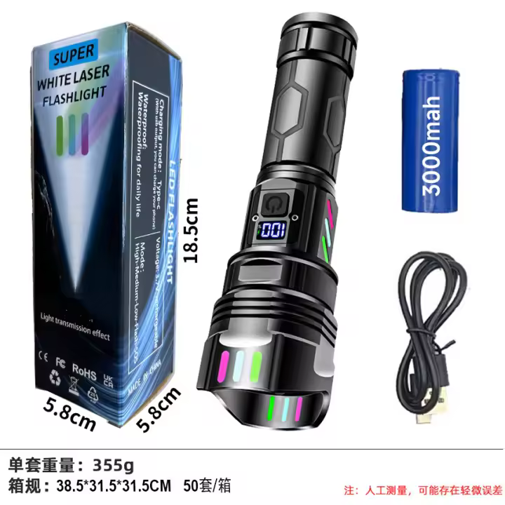 Linterna multifuncional para exteriores, práctica, retráctil, de largo alcance, con zoom, para patrullaje, linterna dedicada de larga duración. - 1