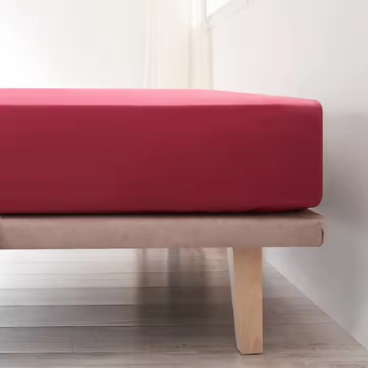 La Mallorquina - Sábana bajera Ajustable - 100% Algodón - Basic Granate - 1