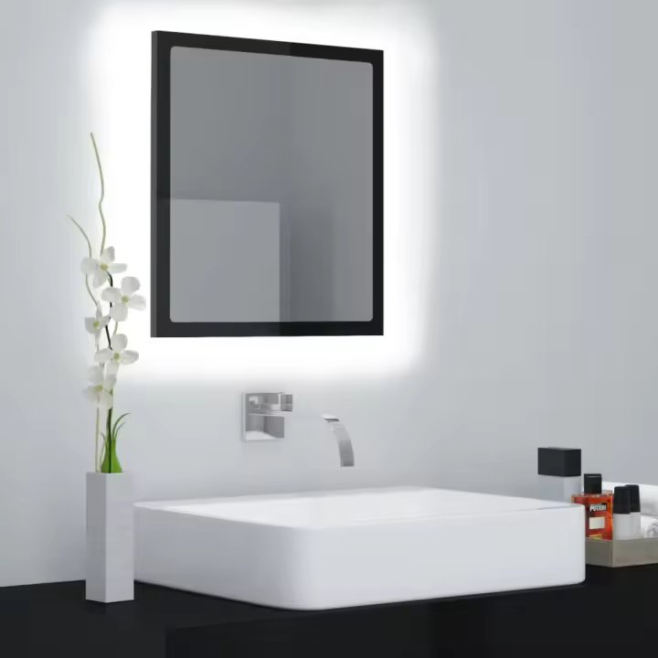 vidaXL Espejo de baño acrílico negro brillo 40x8,5x37 cm - 1