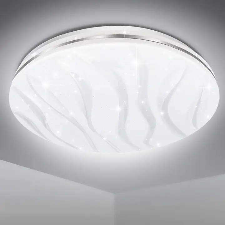 Lámpara de techo LED de 38 cm, iluminación de techo Moderna de color Blanco frío de 36 W, 6000 K, Rayas onuladas Blancias, la lámpara de Techo Es - 1