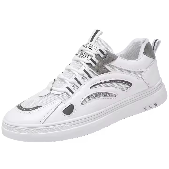 Zapatos De Hombre Primavera Verano Algodón Transpirable Casual Plataforma Bajo Blanco Moda 2024 Zapatillas De Cuero Artificial Talla Verdadera - 1
