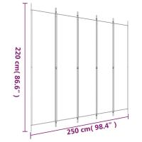 Biombo divisor de 5 paneles de tela marrón 250x220 cmDecoración interior o sala de estar - details 7