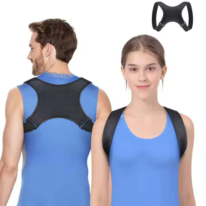 Corrector de postura, enderezador de espalda ajustable para mujeres y hombres, corrector de postura cómodo para soporte de espalda, cuello y hombros (M) - 1
