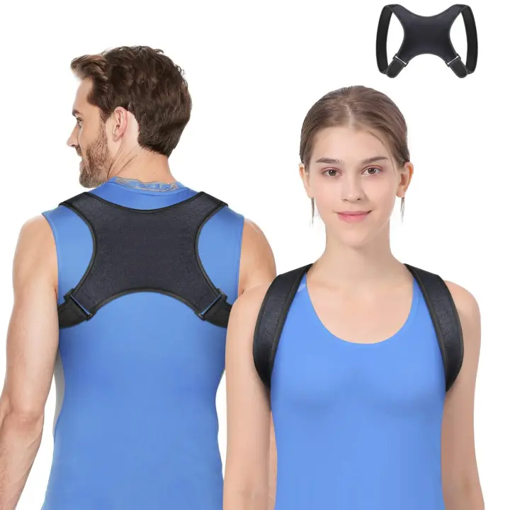 Corrector de postura, enderezador de espalda ajustable para mujeres y hombres, corrector de postura cómodo para soporte de espalda, cuello y hombros (M) - 1