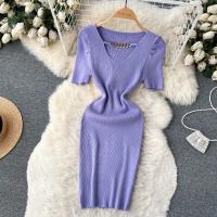 Vestido De Verano Con Diseño De Cadena Y Mangas Cortas Estilo Coreano Ajustado Para Mujer Vestido De Fiesta Mini De Cintura Alta Con Cierre Pullover - details 9