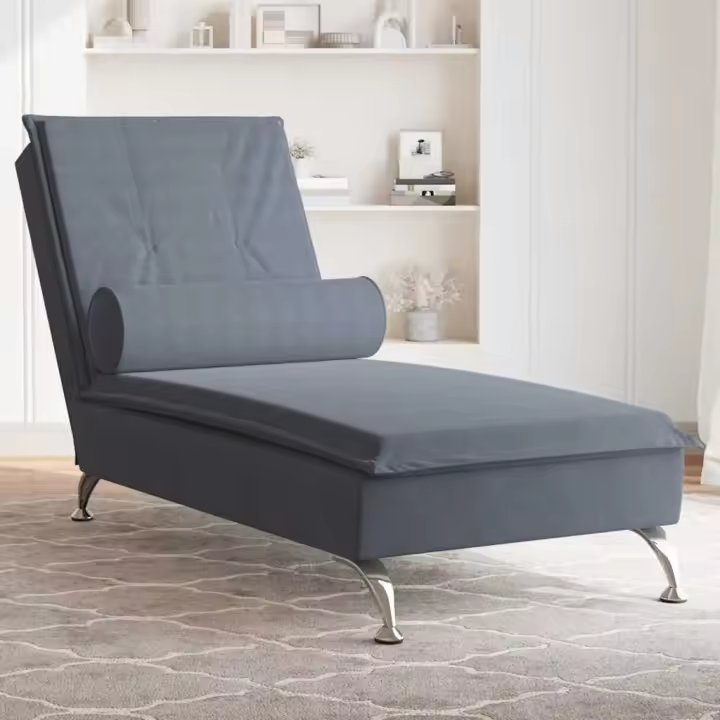 vidaXL Sofá diván de masaje con cojín de terciopelo en color Azul/Rosa/Gris oscuro y más | acolchados duraderos para sofás de jardín terraza exterior - 1