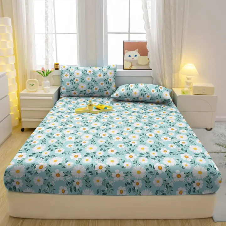 Sábana Fitted Moderna Y Sencilla Con Estampado De Plantas Y Flores Mate Para Dormitorio Cubierta De Cama De Poliéster 100% Excluye Fundas De Almohada - 1