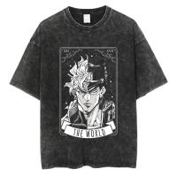 Camiseta Vintage Lavada Para Hombre Verano Estilo Hip Hop Streetwear Impresión Anime JoJo Bizarre Adventure Algodón Casual Manga Corto - details 2