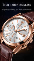 Reloj De Pulsera Deportivo Para Hombre POSHI Nueva Moda 2023 Con Correa De Cuero Lujo Movimiento Cuarzo Impermeable Y Calendario - details 4