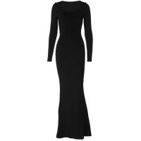 Vestido Largo De Manga Suelta Dulzura Para Mujer En Color Negro Estilo Bodycon Con Cierre De Lazo Sexy Y Club Para Fiesta Club Ropa De Calle Noche - details 23
