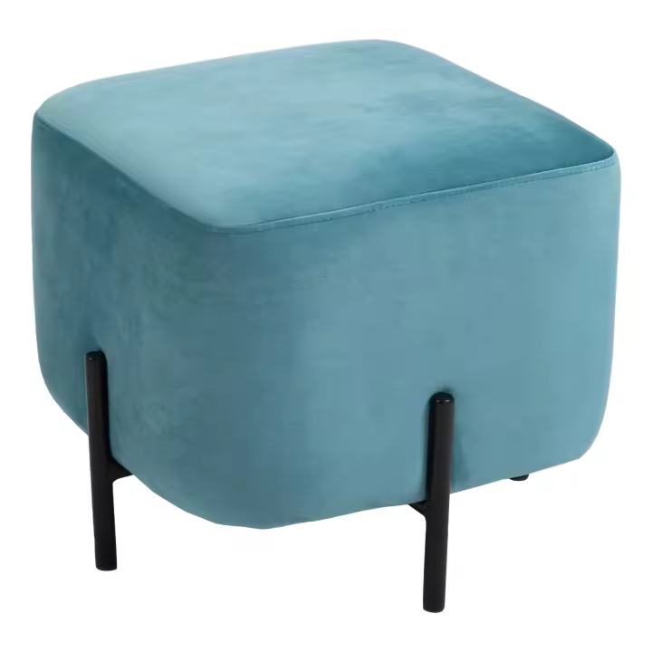 HOMCOM Taburete reposapiés acolchado poliéster espuma de acero turquesa 44,5 x 44,5 x 41,5 cm - 1