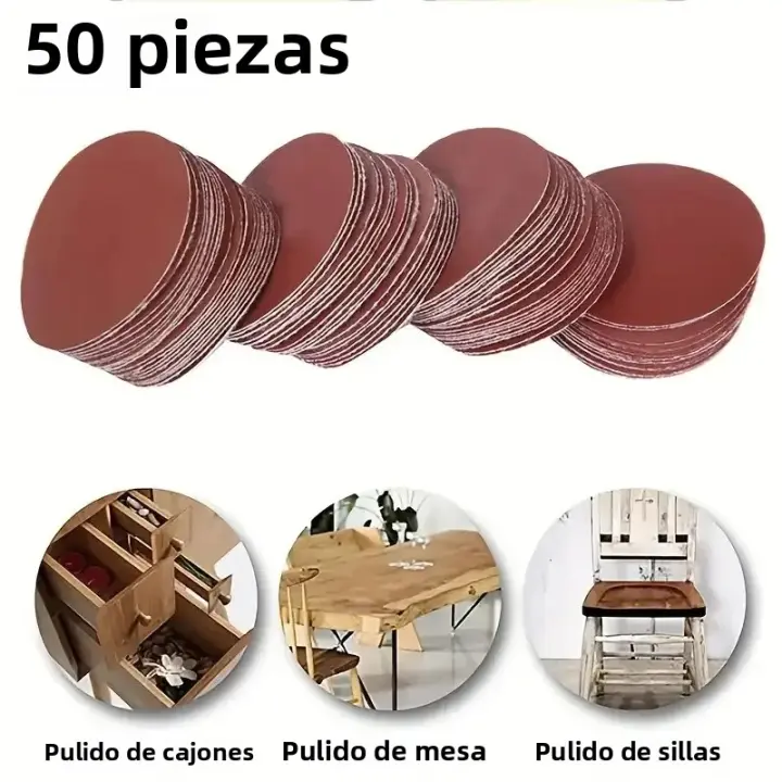 Kit De Discos De Arena De 2 Pulgadas 50-100pcs Para Taladro Herramientas Rotativas Con Placa De Apoyo Incluye Papel De Piedra De 60-2000 - 1