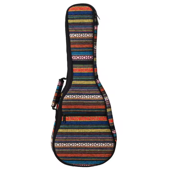 Funda de Ukelele Soprano ROCKSTAR MUSIC -  con Diseño Tejido Azteca J155J-3217 Espesor de 10mm, Protección Extra, Correa Doble y Bolsillo Frontal para Accesorios - 1