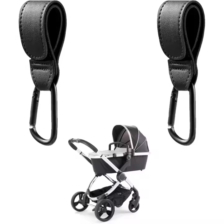 2 Pcs Pram Hook Clips, Heavy Duty Stroller Hook Clips Buggy Clips, for Mommy Diaper Bag, Pushchair, Backpack, Shopping Grocery - 1