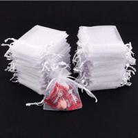 100pcs Organza Bags, 9 x 7cm - Hand-sewn White - details 2