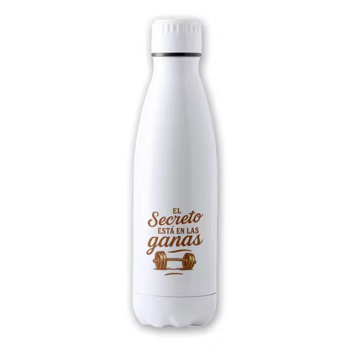 MERCHANDMANIA Bidón 700 ml acero inoxidable frase motivadora el secreto está en las ganas tapon seguridad botella - 1