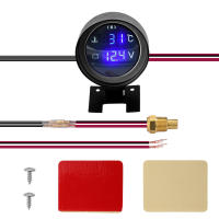 Gauge Digital LED Redondo Para Coche Camión Moto 2 En 1 Temperatura Y Voltaje Medidor De Temperatura Y Voltaje 12V 24V - details 3