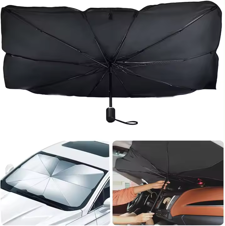 MOLCARAUTO Parasol Sombrilla Paraguas para Coche Lunas Delanteras Plegable Protección UV - 1