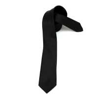 Ociodual Corbata estrecha negra de moda poliester unisex Tie Necktie Black Satin - details 1