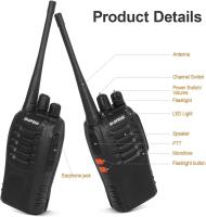 Walkies Talkies Profesionales 16 Canales CTCSS DCS, Recargables 1500mAh con Cargador USB, Radiocomunicación con el Auricular Incorporado Antorcha de LED, VHF, Negro BF-88E - details 0