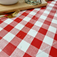 Mantel PVC, Hule, Para mesa rectangular,  Fácil de limpiar,Cocina y Comedor， Impermeable, Fiesta, Primavera, Cuadro Rojo, Vicky 11476 - details 1