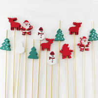 100Pcs Palillos De Bambú Desechables Para Navidad En Forma De Santa Y Payaso De Nieve Fork De Taza De Buffet Palillos Para Fiesta De Navidad Decoración De Fiesta - details 3