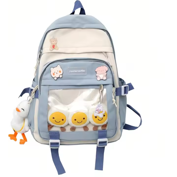Mov-Mochila Kawaii para Niños con alfileres y accesorios, mochila estética para niños, Bolso Escolar para adolescentes - 1