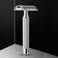 Cepillo De Barba De Seguro De Hoja Sola Premium Para Hombres Con Soporte Y 5 Hojas De Plata Doble Cuchilla De Afeitar De Aluminio Y Latón - details 1