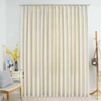 vidaXL Cortina Opaca con Ganchos 290x245 cm Terciopelo Casa Estilo Color Azul oscuro,  Beige,  Crema y mas - details 2