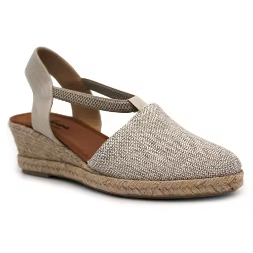 Alpargatas cuña baja mujer CABRERA 7011B con elásticos. Hechas en España - 1