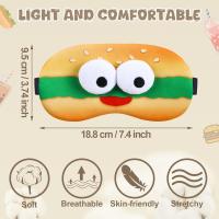Funny Food Eye Mask Cute Fast Food Sleeping Mask 3D Plush Eye Masks Hamburger Hot Dog Milk Tea Fluffy Eyeshade with 3D Doll Eyes for Women Men Travel Nap Night Sleep - details 1
