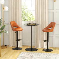 HOMCOM Mesa de Bar Redonda Mesa Alta de Cocina Moderna con Encimera Laminada y Marco de Acero para 2 Personas para Casa Comedor Ø60x102 cm Negro - details 1