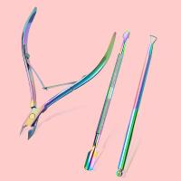 Kit De Herramientas De Manicura 3pcs Alicate Y Empuñadura De Cutícula En Acero Inoxidable Colores Arcoíris Para Uñas Y Tendones - details 5
