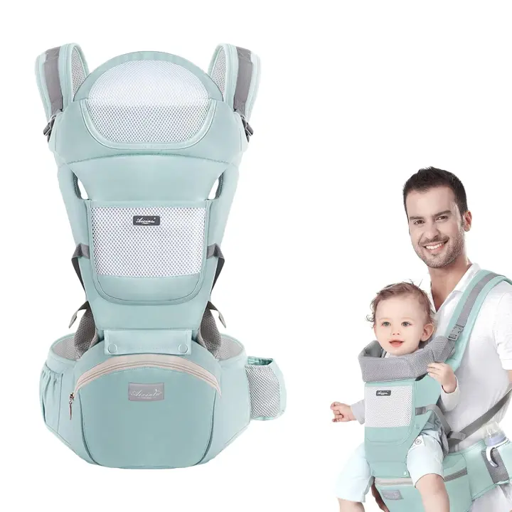 Portabebés para recién nacidos y niños pequeños, versátil portabebés 9 en 1 con asiento de cadera para todas las estaciones, portabebés para niños pequeños, bebés, padres recién nacidos - 1