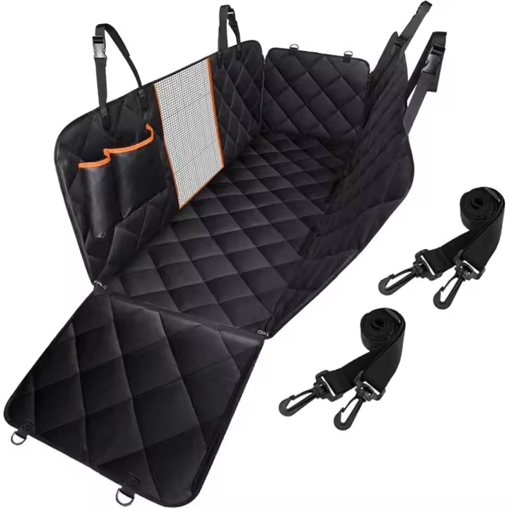 Dog car seat cover, waterproof and anti-skid universal rear seat cover with observation window safety belt - 1