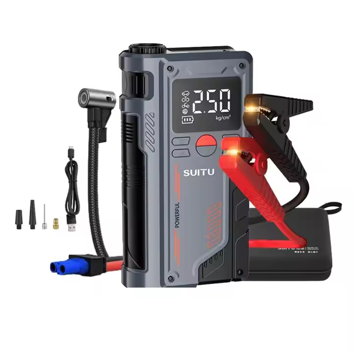 Bomba de aire de arranque de coche 4 en 1, compresor de aire de 150PSI, corriente máxima de 20000mAh, dispositivo de arranque de 1000A, neumático Digital Inflat - 1