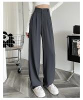 Pantalones Anchos De Pierna Para Mujer Cintura Alta Elegante Minimalista Primavera Verano Con Botones Y Bolsillos Talla Suelta - details 8