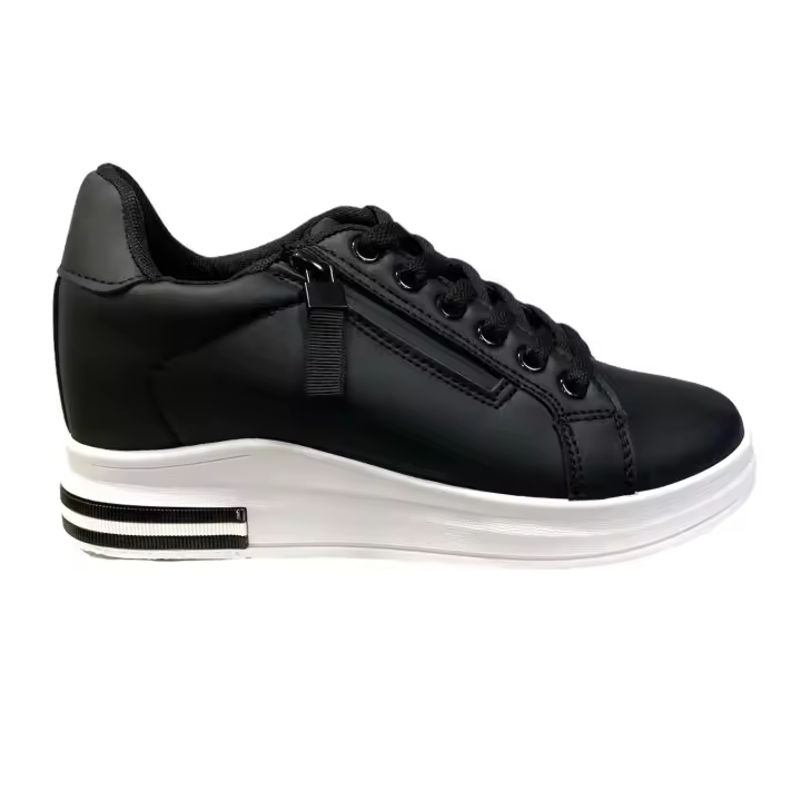 Deportiva Cuña Interior Cremal Negro - 1