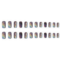 Uñas Postizas De Láser Rojo Y Negro Con Ojo De Gato Longitud Y Aleación De Resina Para Manicura Híbrida Uñas Postizas De 24 Piezas - details 1