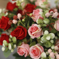 Nueva Corbata De Flores Artificiales Rosa Seda Con Hojas De Eucalipto Y Peonía 10 Piezas Para Bodas Fiestas Vaso Hogar Decoración De Navidad - details 6
