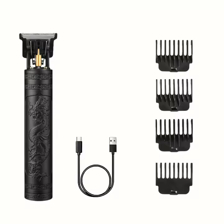 Cortadora De Pelo Eléctrica T9 Peine Dragon Grabado Pantalla Grande USB Carga Rápida 0.5-10mm Ajuste De Longitud Para Cabeza Rostro Y Cuerpo - 1