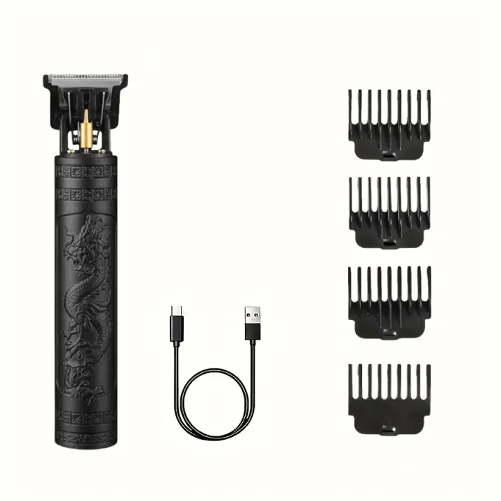 Cortadora De Pelo Eléctrica T9 Peine Dragon Grabado Pantalla Grande USB Carga Rápida 0.5-10mm Ajuste De Longitud Para Cabeza Rostro Y Cuerpo - 1
