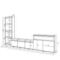 Skraut Home - Conjunto de muebles de Salón - Estantería y organización - Mueble TV con tres puertas - Aparador con dos puertas y Fuego led efecto 3d - Veteado de madera - Tacto poroso de alta calidad - Estilo Moderno - 310x35x186cm - details 2